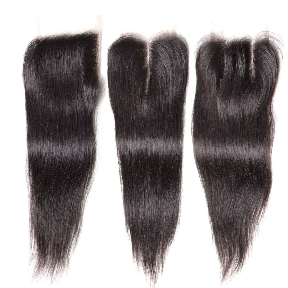 Idolra Three Part Middle Part And Free Part Lace Closure Straight 100% Virgin Human Hair